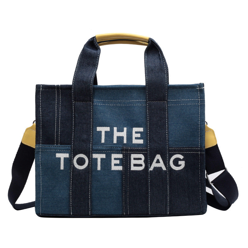 Women's Denim Canvas Fashion Letter Large Capacity Bags