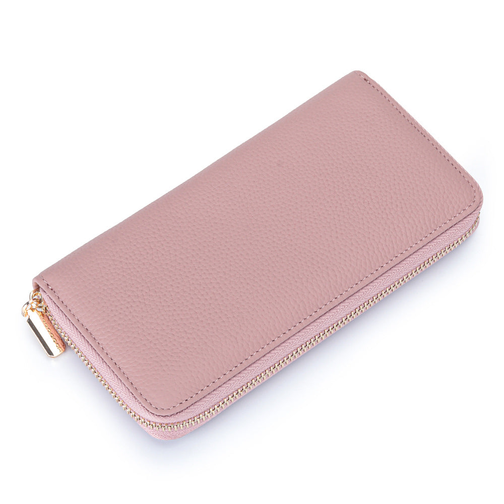 Zipper First Layer Cowhide Large Capacity Ladies Wallet