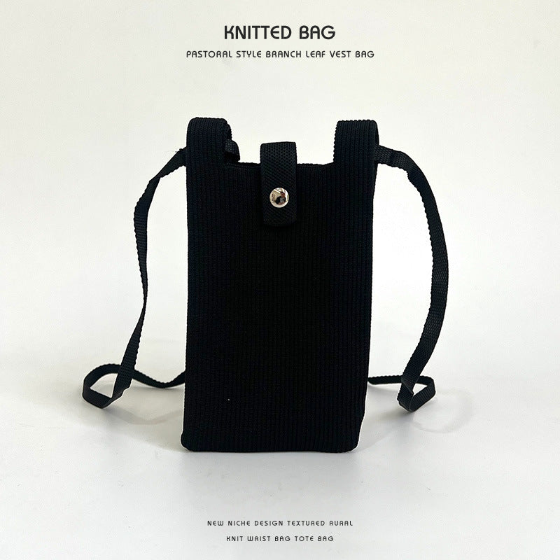 Elegant Solid Color Niche Knitted Korean Phone Bags