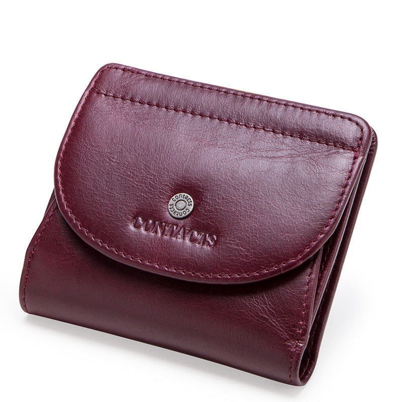 Women's Black Angel Fashion Top Layer Cowhide Card Holder