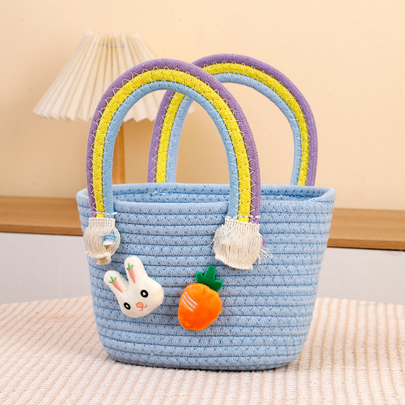 Rabbit Carrot Woven Hand-woven Basket Cartoon Cotton Thread String Bags