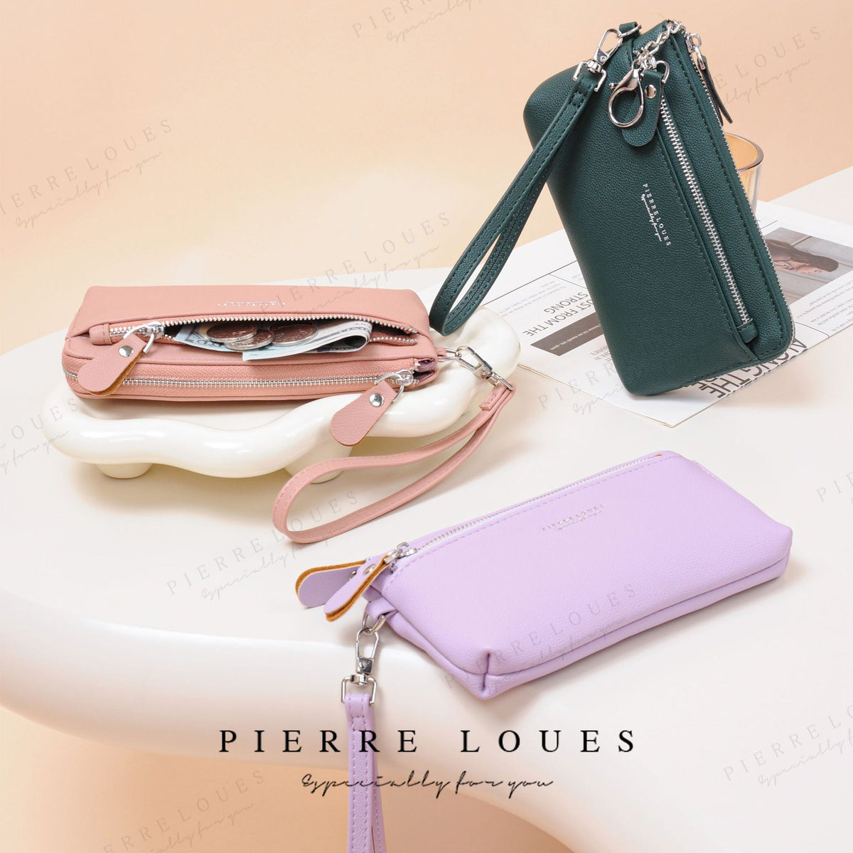 Women's Long High-grade Mobile Fashion Double Zipper Bags
