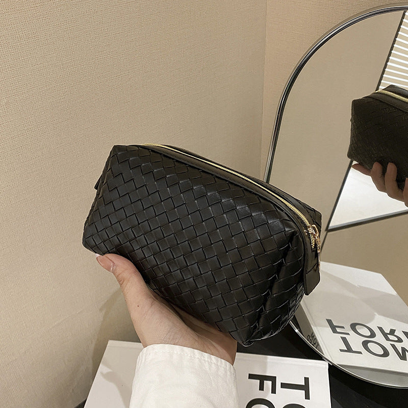 Pattern Green Portable High Sense Clutch Leather Cosmetics Storage Cosmetic Bags
