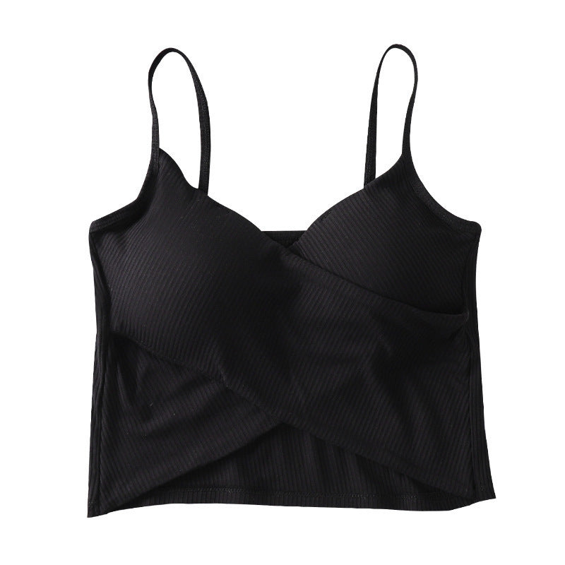Women's Beautiful Back Wrapped Chest Spaghetti Straps Exercise Tanks Camis