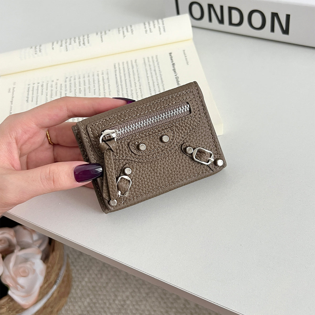 Women's Genuine Leather Short Full Compact Mini Fashion Motorcycle Ladies Wallet