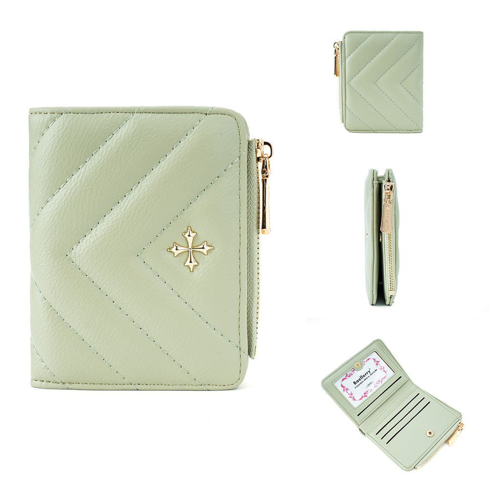 Women's Korean Short Zipper With Multi Stitching Ladies Wallet