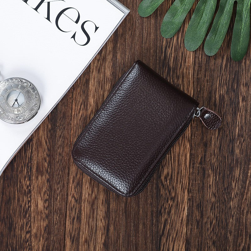 Women's & Men's Cowhide Expanding Multiple Slots Large Capacity Clamp Card Holder