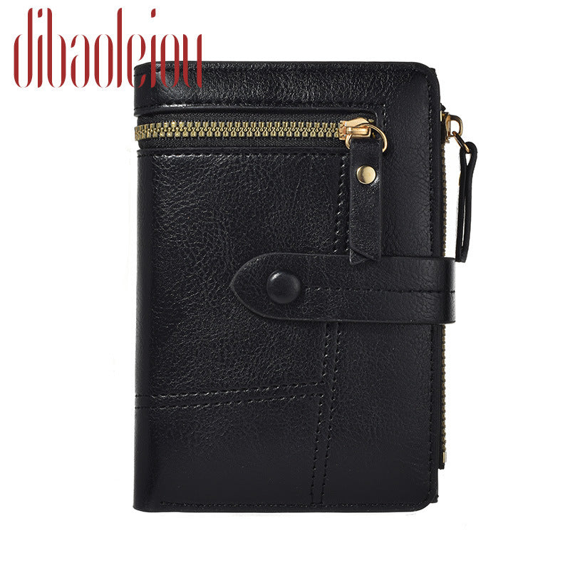 Women's Fashion Short Leather Zipper Folding Coin Purses
