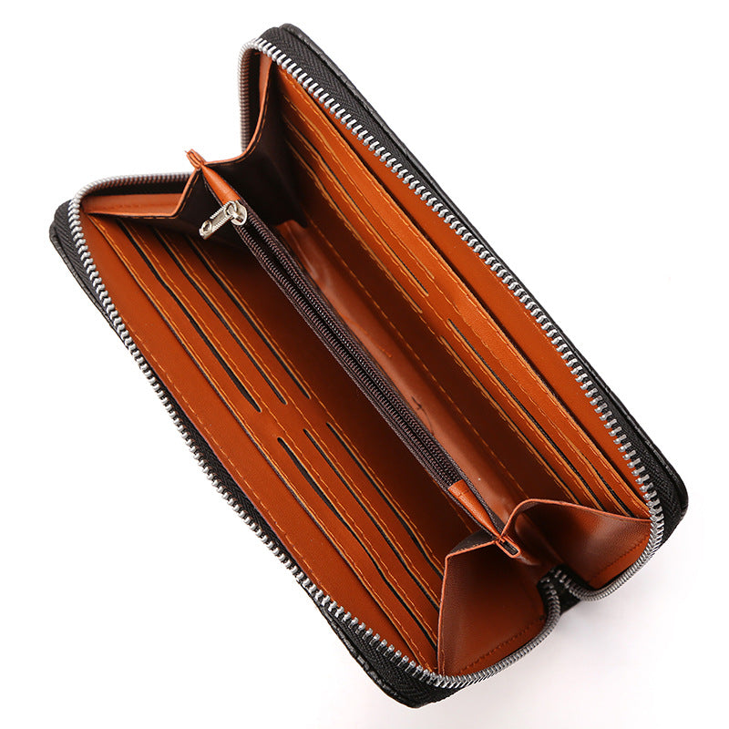 Men's Crocodile Pattern Long Zipper Fashion Clutch Men's Wallet
