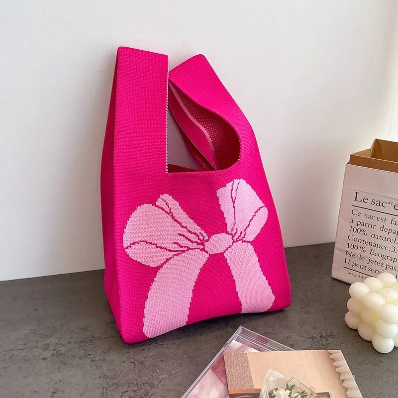 Slouchy Woolen Yarn Fashion Simple Bow Handbags