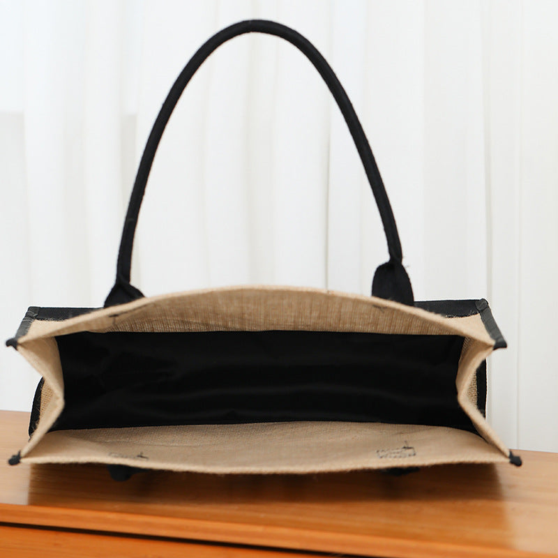 Jute Large Capacity Letter Simplicity Portable Handbags