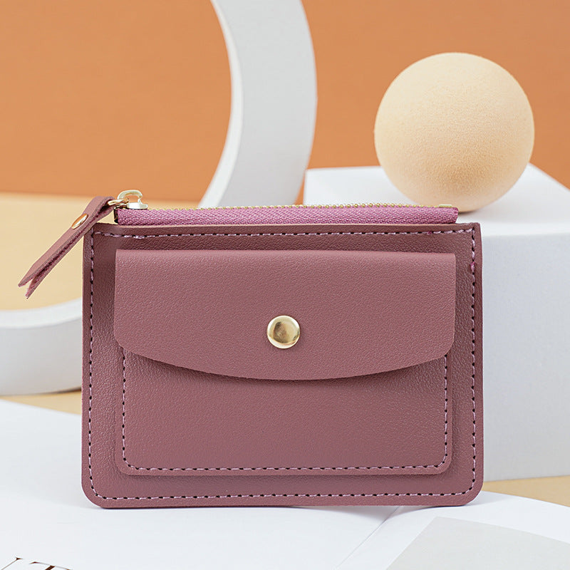 Women's Multifunctional Short Chic Simple Zipper Hasp Card Holder