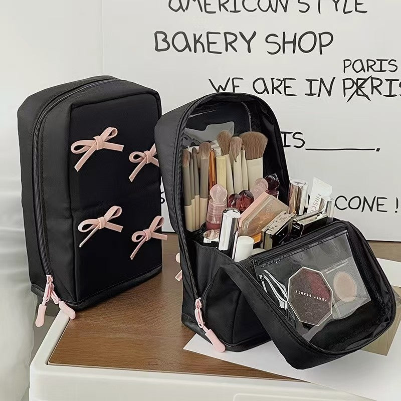 Women's Style Design Cute Bow Wash Large Capacity Skin Cosmetic Bags