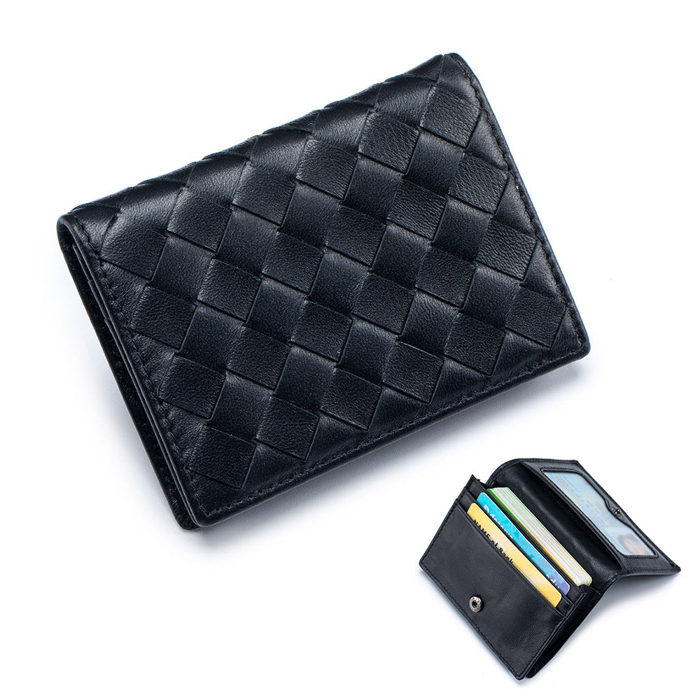 Men's Sheepskin Woven Document Classic Business Card Holder