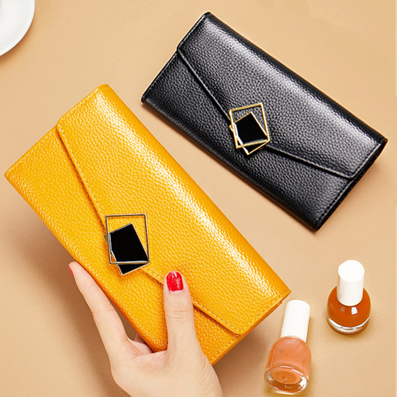 Women's Long Fashion Lucky Yellow Soft Clutch Ladies Wallet
