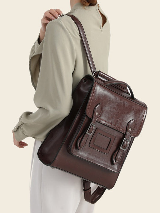 Women's Genuine Leather Oil Wax Retro Easy Matching Backpacks
