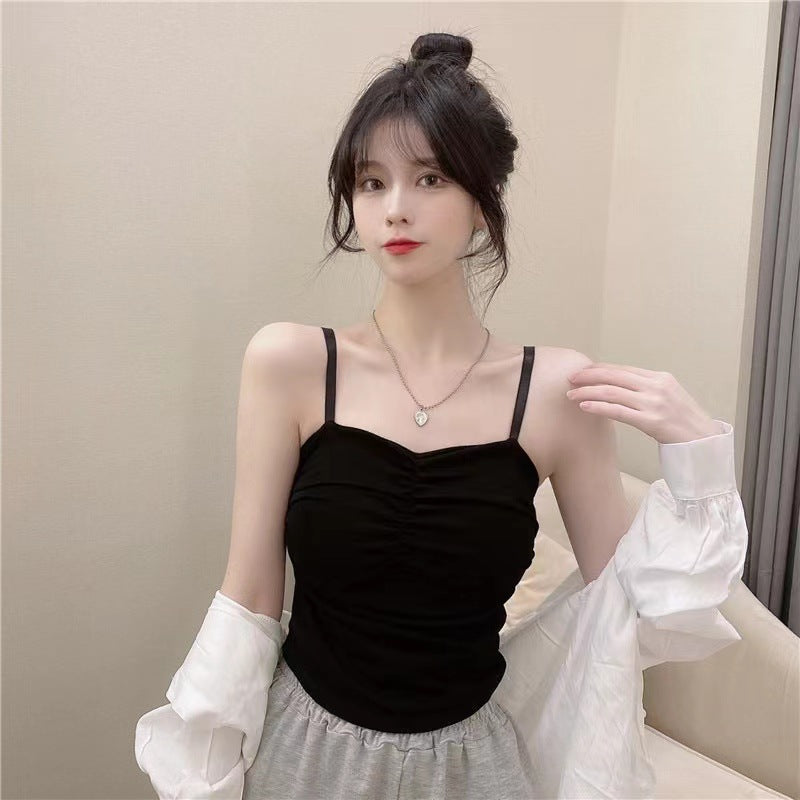 Women's Wear Outer Beauty Back Design Pleated With Tanks Camis