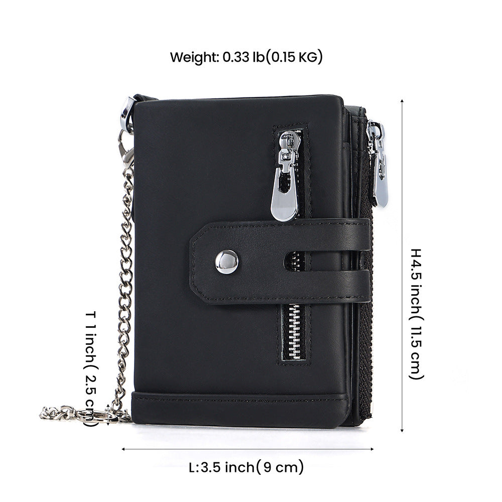 Men's Vintage Multiple Slots Large Capacity With Chain Genuine Leather Card Holder