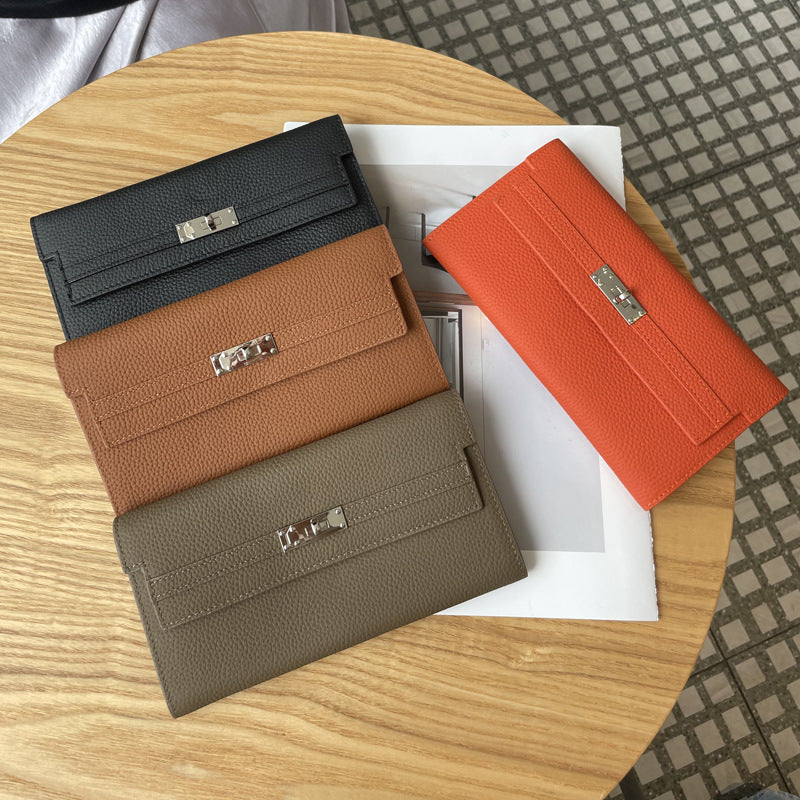Women's First Layer Cowhide Clutch Real Leather Long High Ladies Wallet