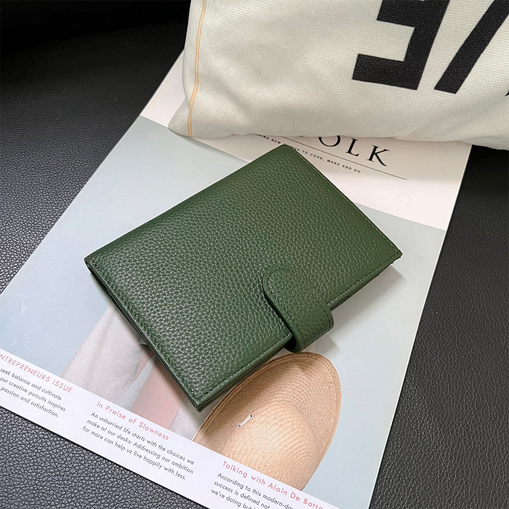 Women's Top Layer Cowhide Multifunctional Halter Passport Cover Document Genuine Ladies Wallet