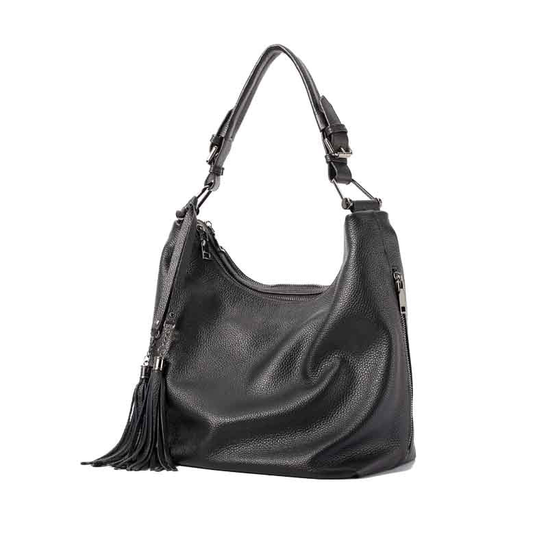 Women's Fashion Genuine Leather Underarm Layer Cowhide Tassel Large Women's Shoulder Bag