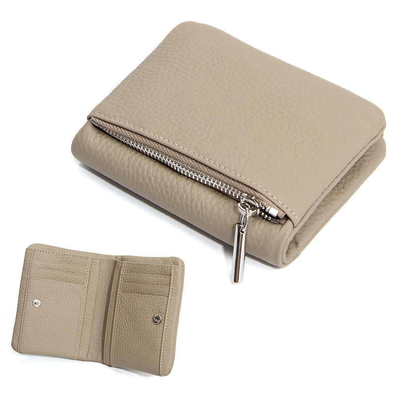 First Layer Cowhide Unisex Thin Section Zipper Convenient Ladies Wallet