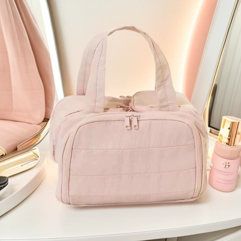 Simple Large Capacity Partition Layered Wash Portable Cosmetic Bags