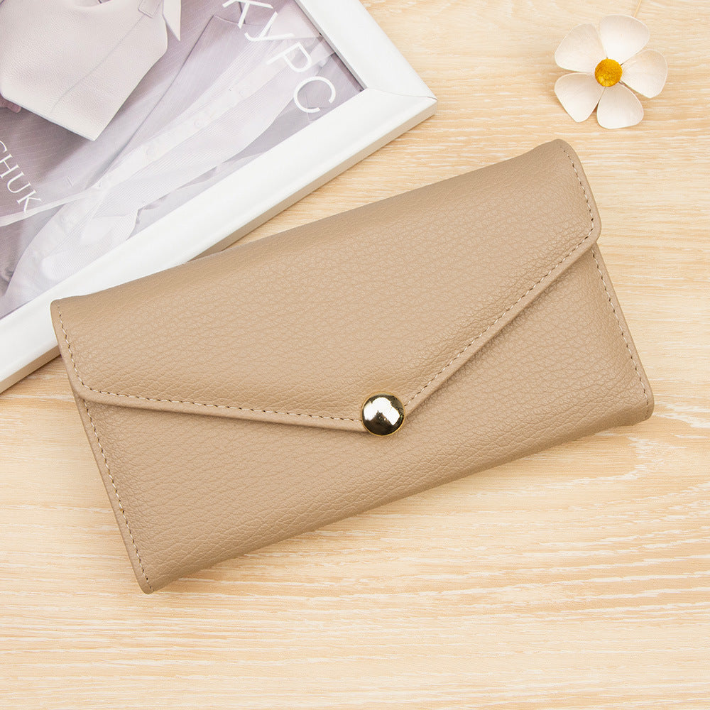 Women's Fashion Magnetic Snap Long Clutch Imitation Leather Multiple Slots Large Ladies Wallet