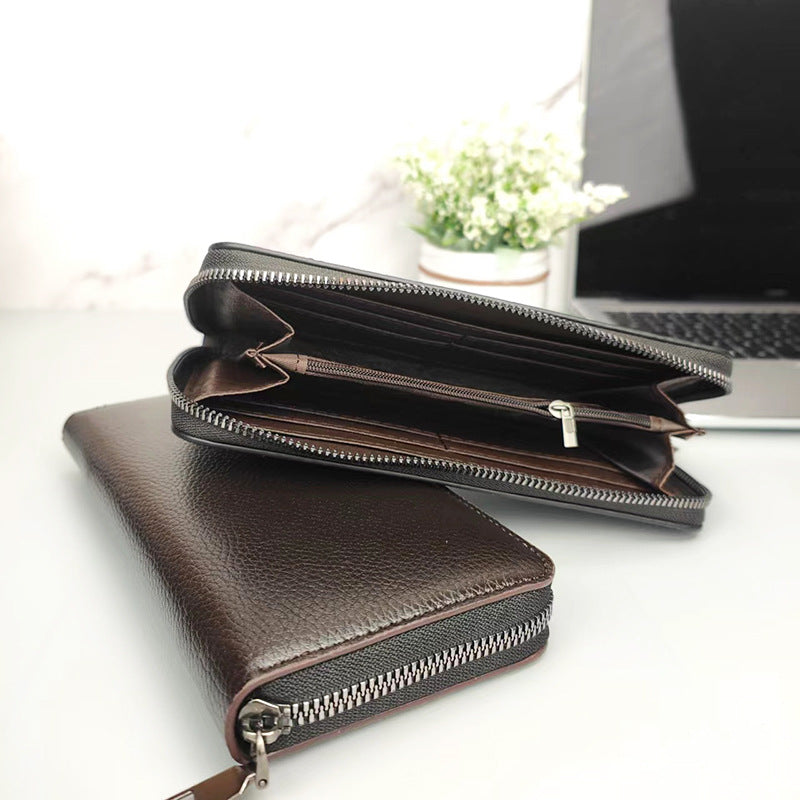 Men's Long Zipper Large Capacity Clutch Mobile Men's Wallets