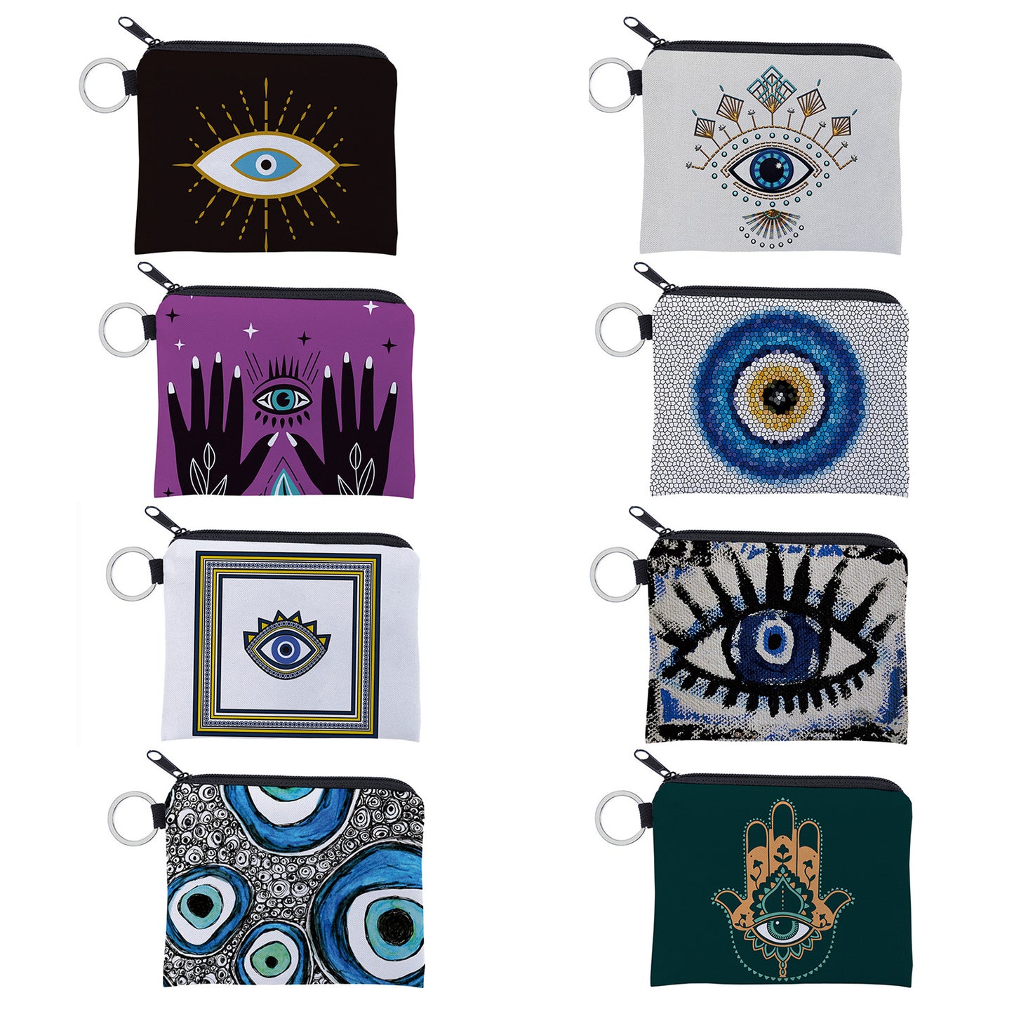 Women's Evil Eye Printing Pattern Zipper Purses