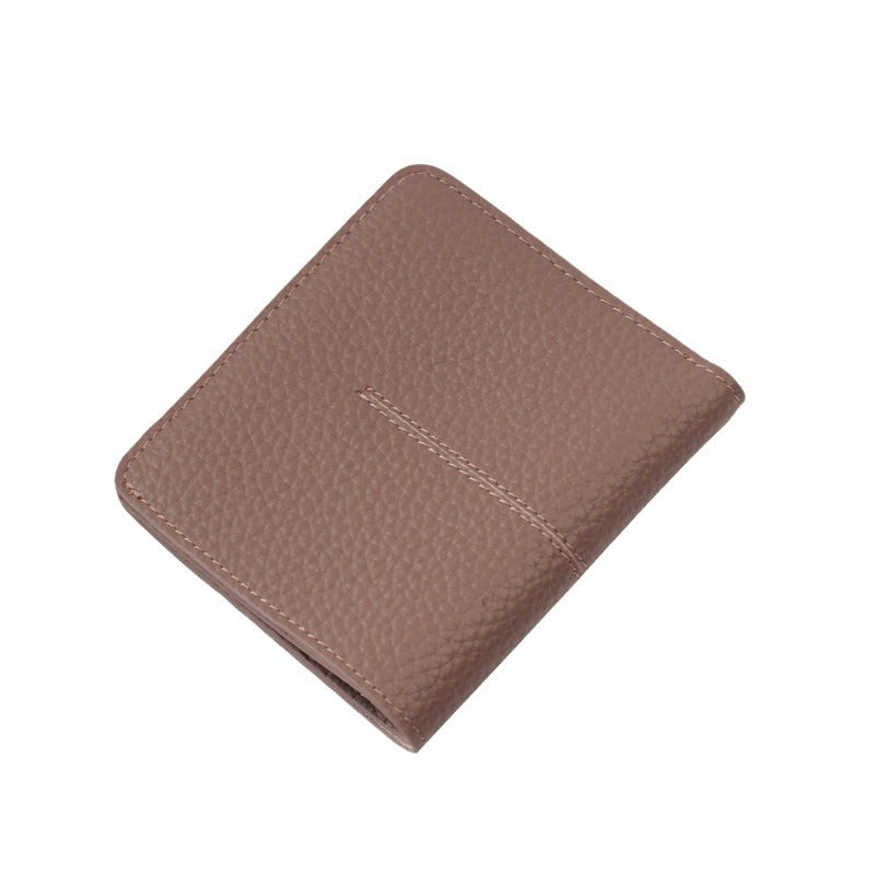 Women's First Layer Cowhide Simple Sewing Line Short Buckle