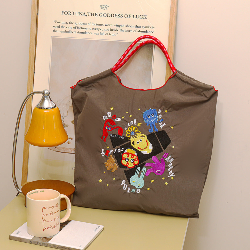 Nylon Embroidered Fashion Niche Large Capacity Women's Shoulder Bag