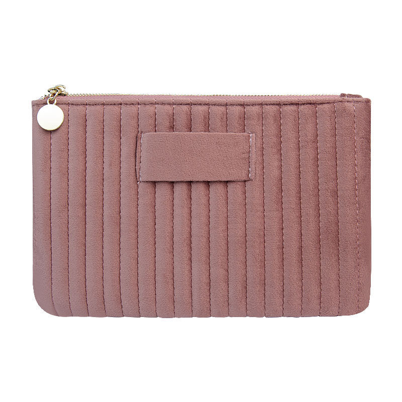 Women's Quilted Vertical Stripes Suede Clutch High-grade Sundries Bags
