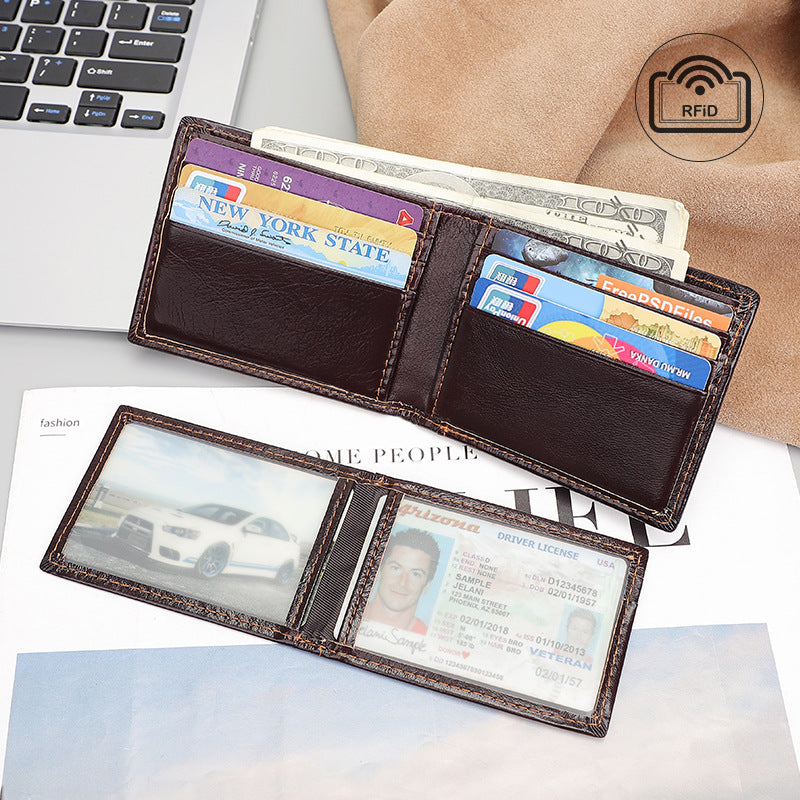 Oil Wax Leather For Man First Layer Card Holder