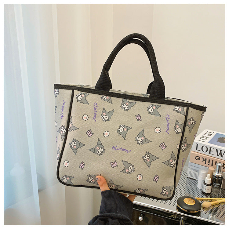 Printed Canvas Portable Cute Lunch Box Handbags