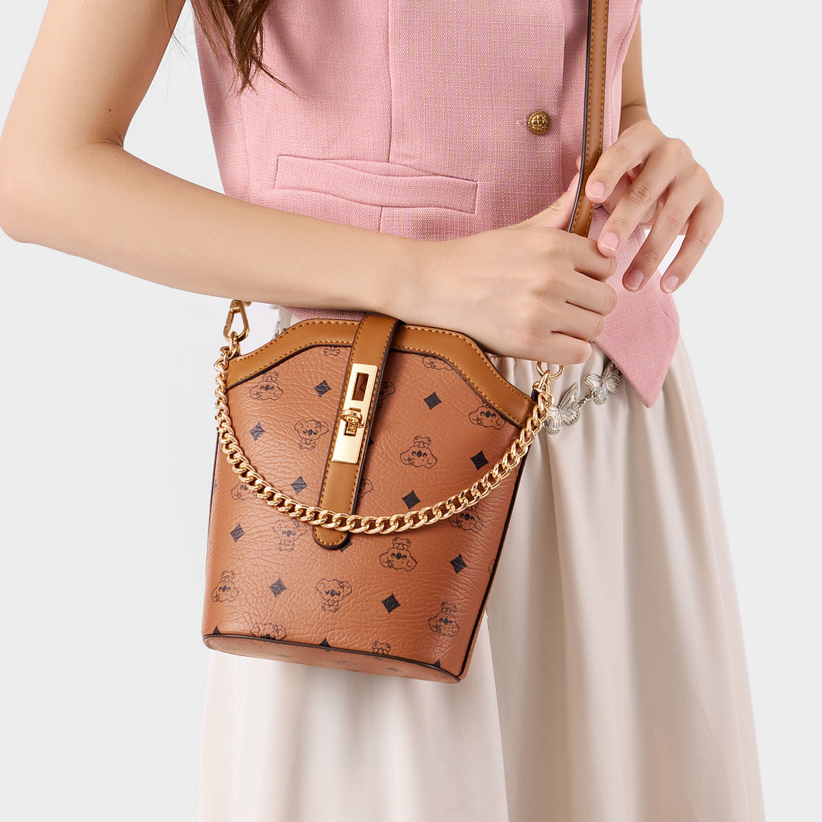Women's Spring High-grade Retro Printed Chain Portable Women's Messenger Bag