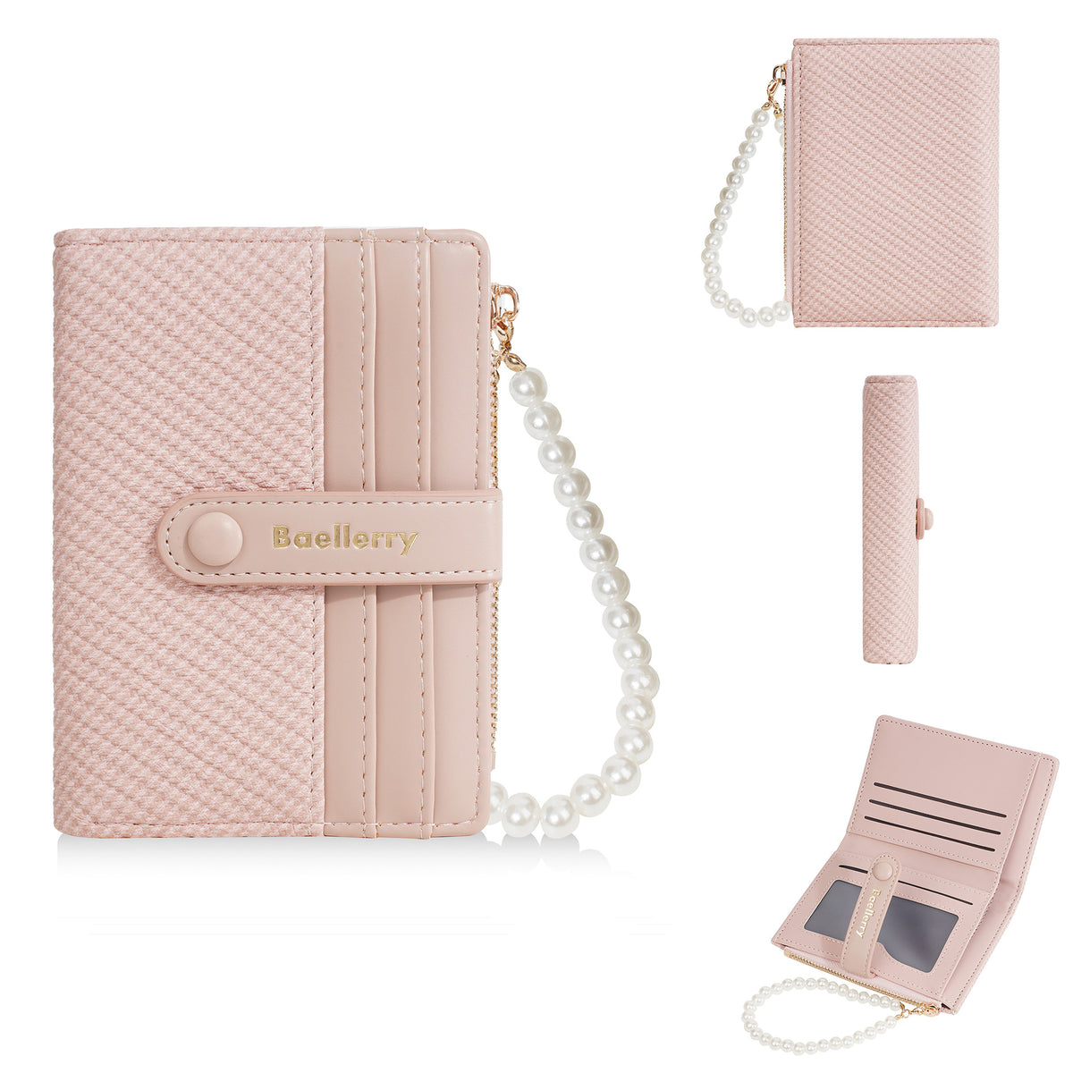 Women's Short Style Multiple Slots Pearl Bracelet Ladies Wallet