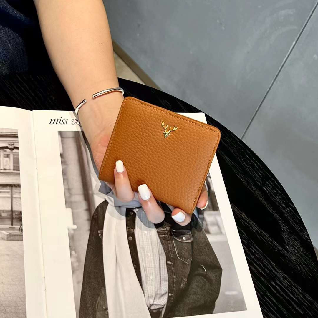 Women's Genuine Leather Antlers Short Fashion Full Cowhide Ladies Wallet