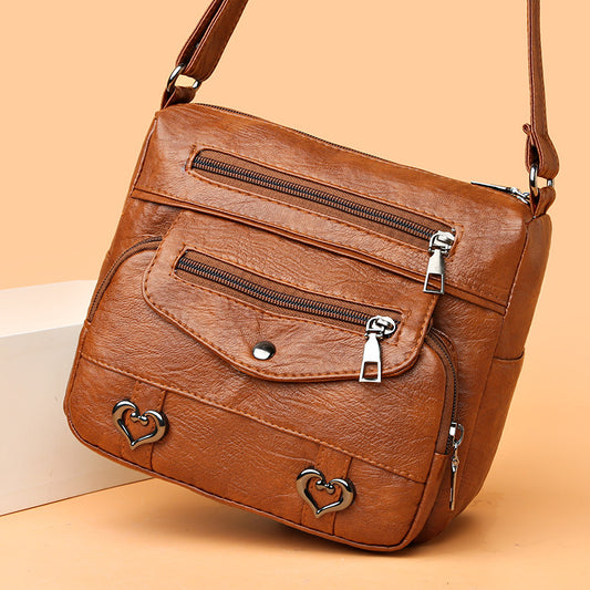 Women's People's Soft Leather Versatile Mom Shoulder Bags