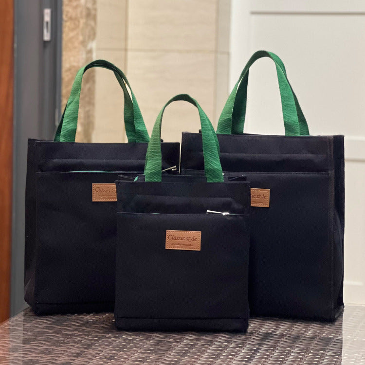 Canvas Solid Color Unisex Simple Lunch Box Handbags
