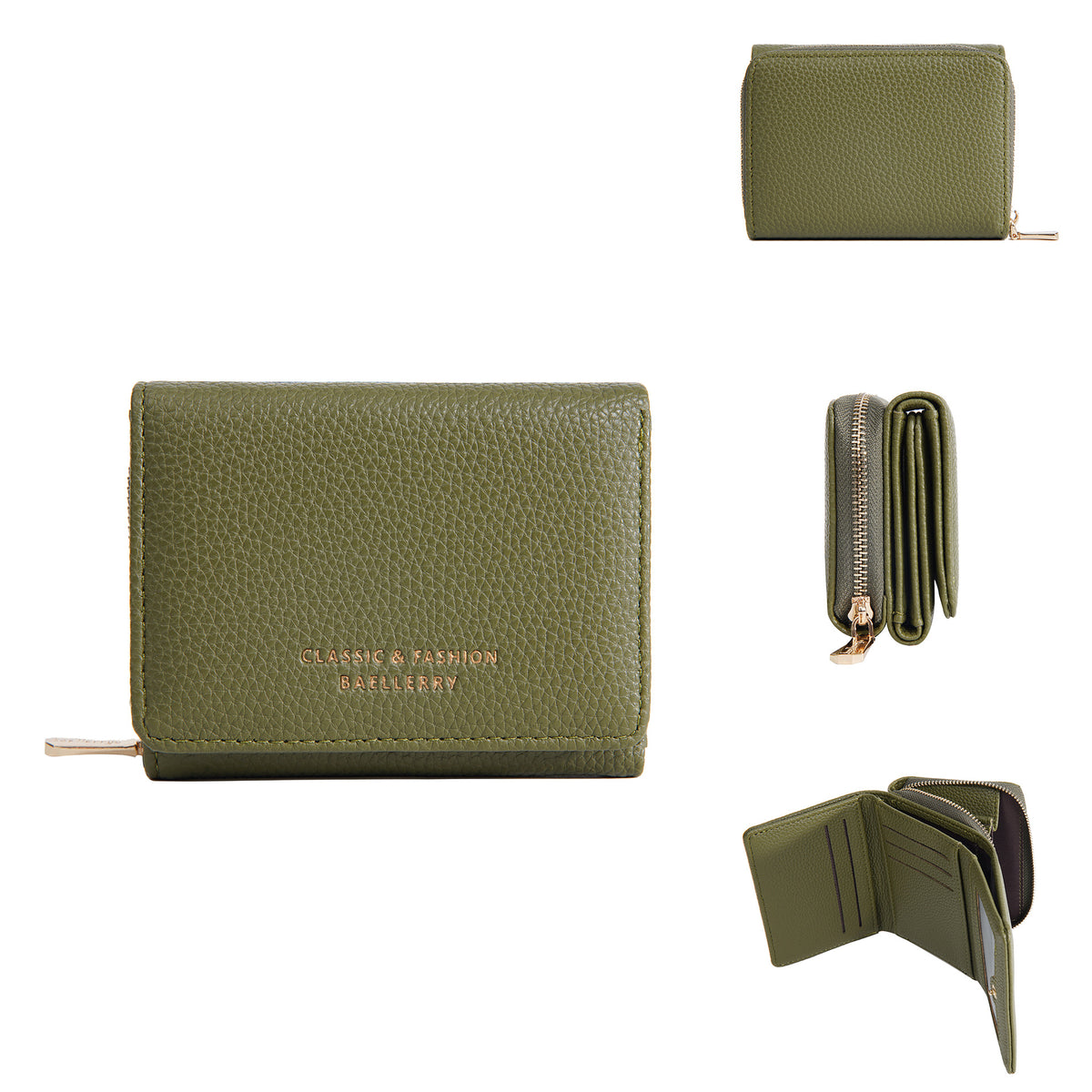 Women's Short Female Zipper Lychee Pattern Fashion Coin Purses