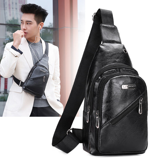 Men's Popular Soft Leather Business Fashion Men's Chest Bags