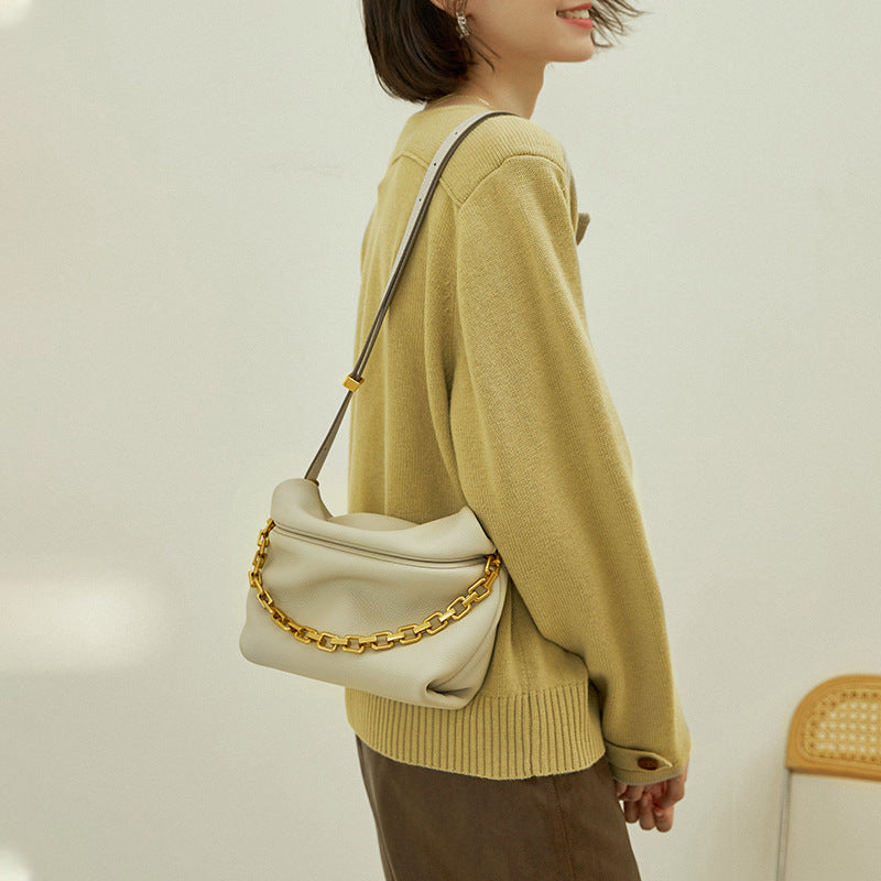 Women's Leather Folds Cloud Fashion Chain Dumpling Women's Shoulder Bag
