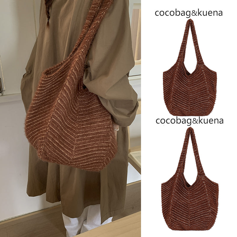 Women's Cotton Thread Woven Knitted Large Capacity Women's Shoulder Bag