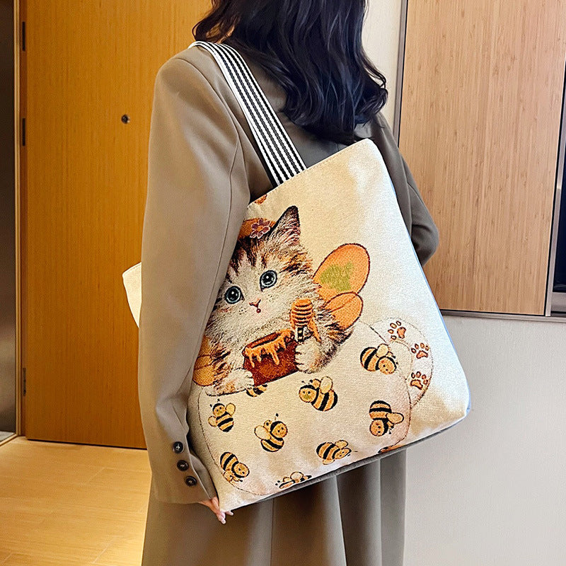 Women's Silk Cloth Fashion Korean Creative Pattern Women's Shoulder Bag
