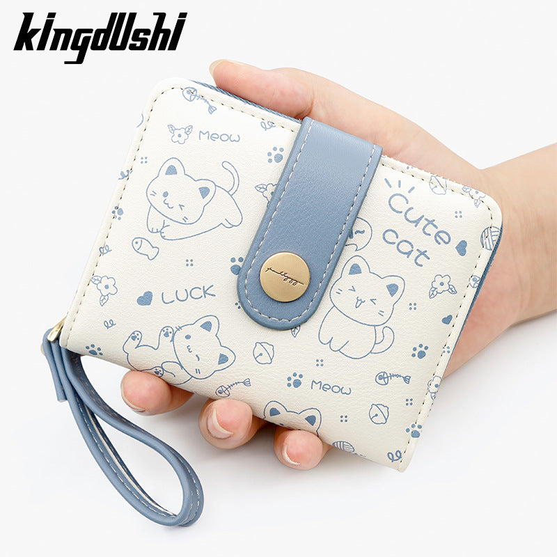 Women's Short Simple Cute Kitten Clutch Ladies Wallet