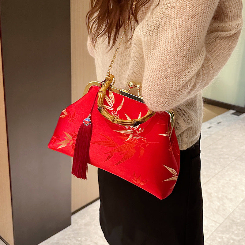 Chinese Style Clutch Elegant Retro Bamboo Handbags