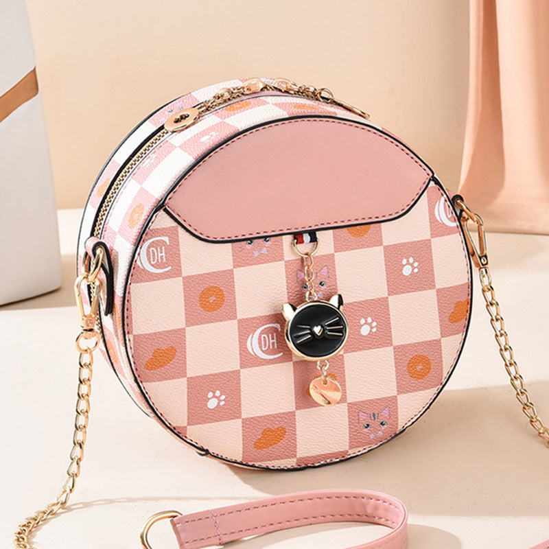 Women's Popular Korean Fashion Round Chain Handbags