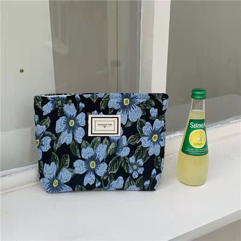 Large Capacity Portable Fresh Floral Buggy Cosmetic Bags