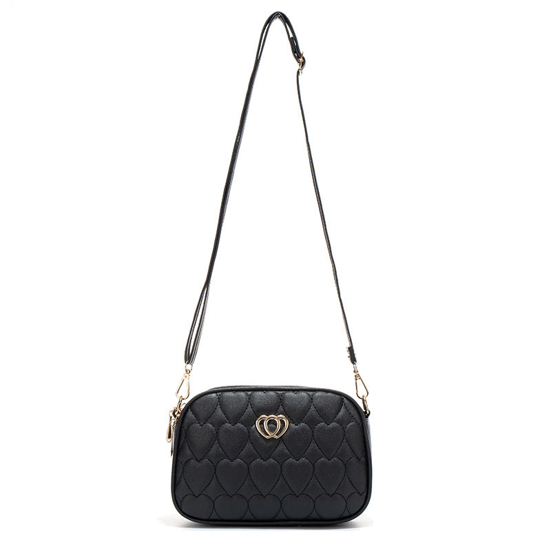Zipper Fashion Simple Diamond Plaid Heart-shaped Wave Bags